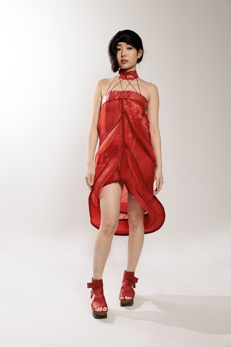Resonance Sheer Red Dress – threeASFOUR