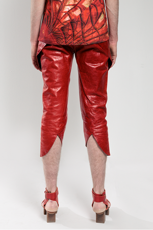 Resonance Red Leather Capri Pants